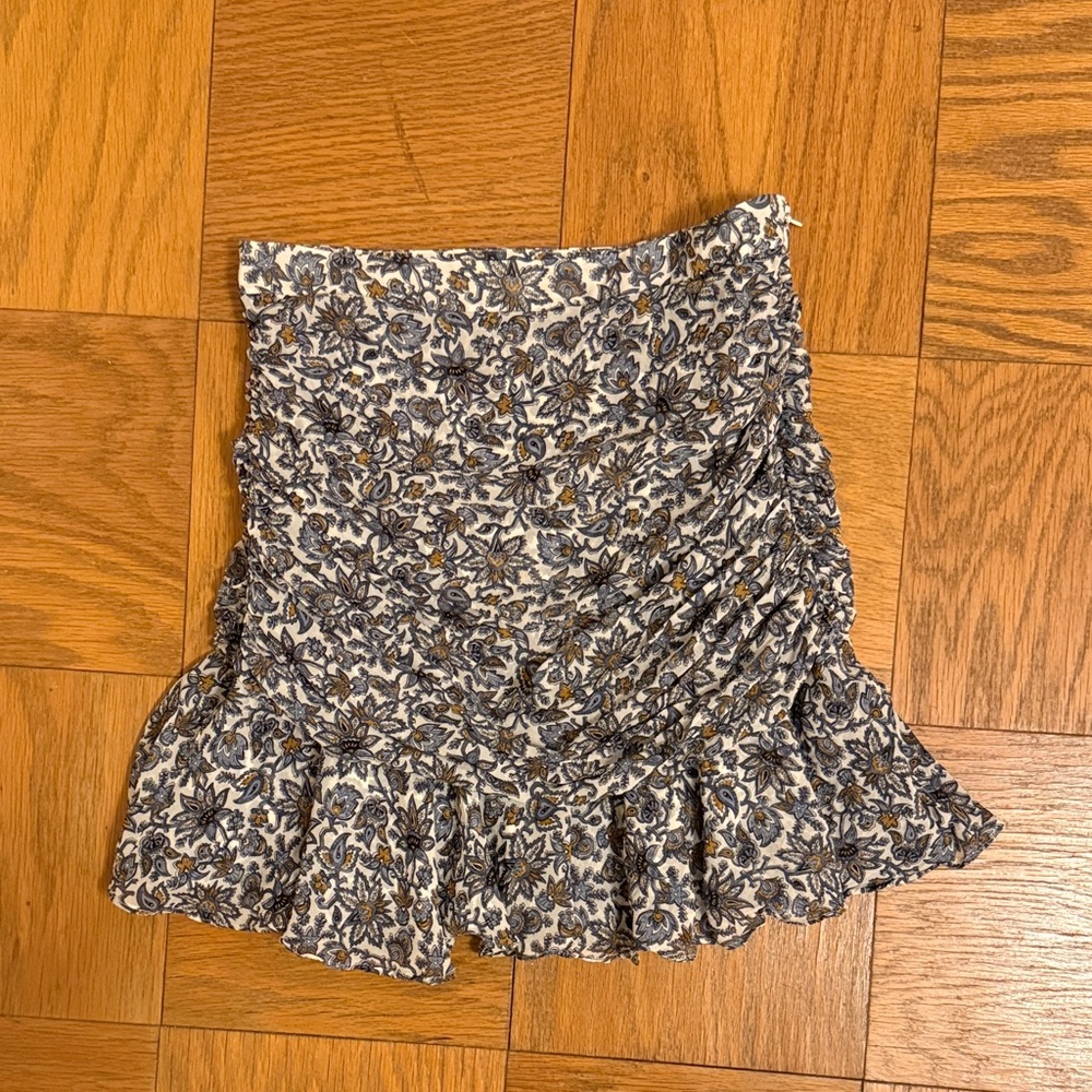 Veronica Beard Blue and Cream Floral Mini Skirt